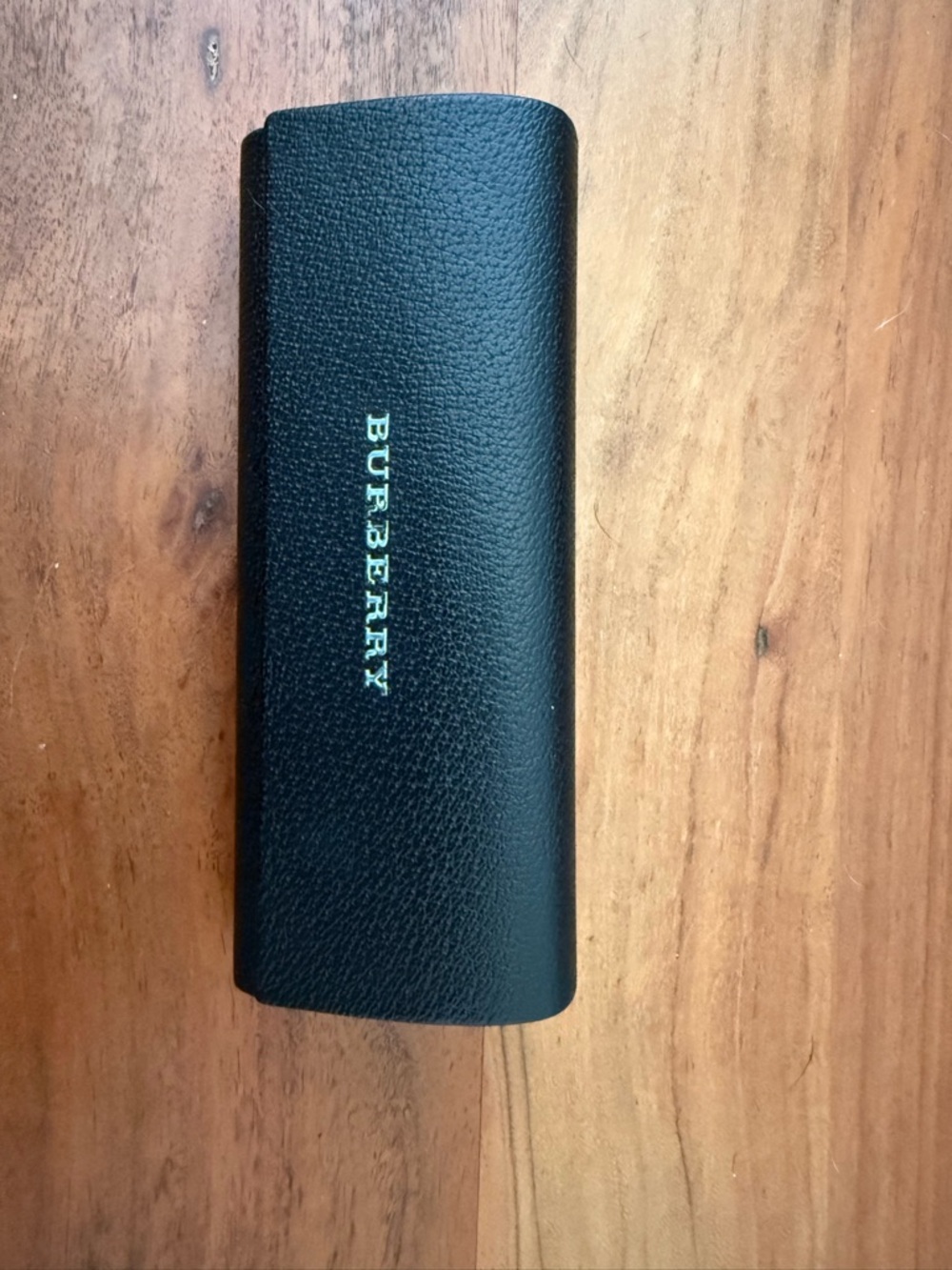 Burberry Black Leather Sunglass Case with Gold Logo